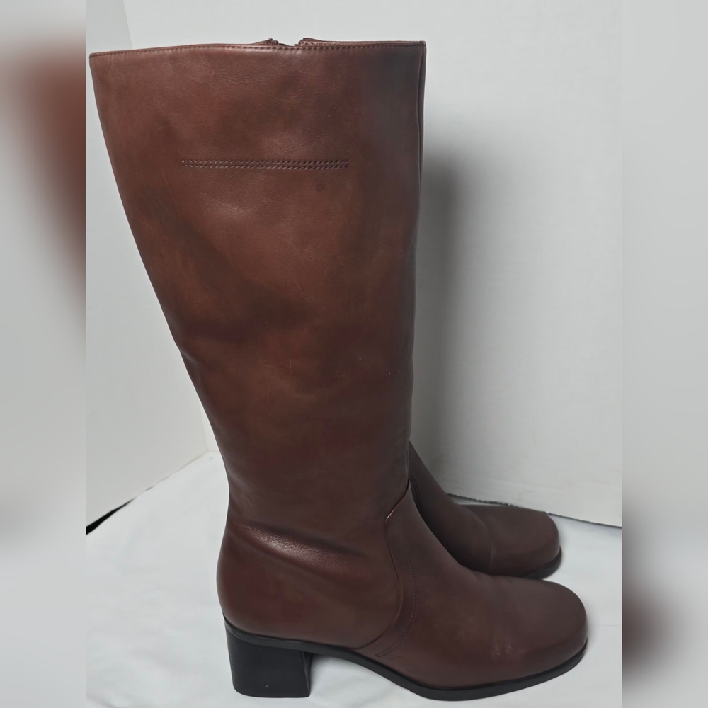 Naturalizer Leather Brown Heeled Boots 8 1/2 - Picture 2 of 12
